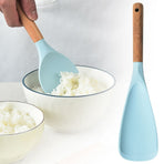 Multifunctional Silicone Spatula with Long Wood Handle, Silicone Cooking Spoon, Salad Spatula with Wooden Grip – Textile, for Silicone Spatula with Long Handle and Wood Grip