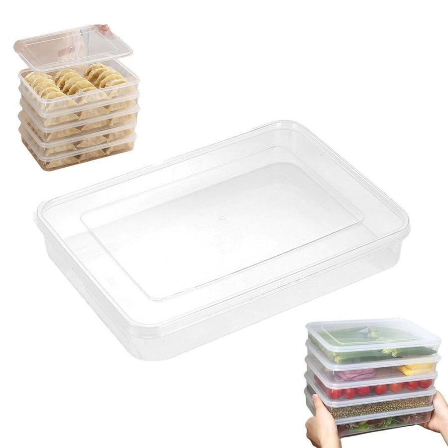 1.5L Stackable Dumpling Storage Container with Lid, 25.5x19x4cm Leak-Proof and Airtight for Freezer and Fridge, Perfect for Dumplings, Cookies, and Snacks, 1pc