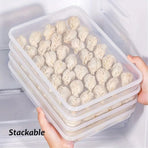 1.5L Stackable Dumpling Storage Container with Lid, 25.5x19x4cm Leak-Proof and Airtight for Freezer and Fridge, Perfect for Dumplings, Cookies, and Snacks, 1pc