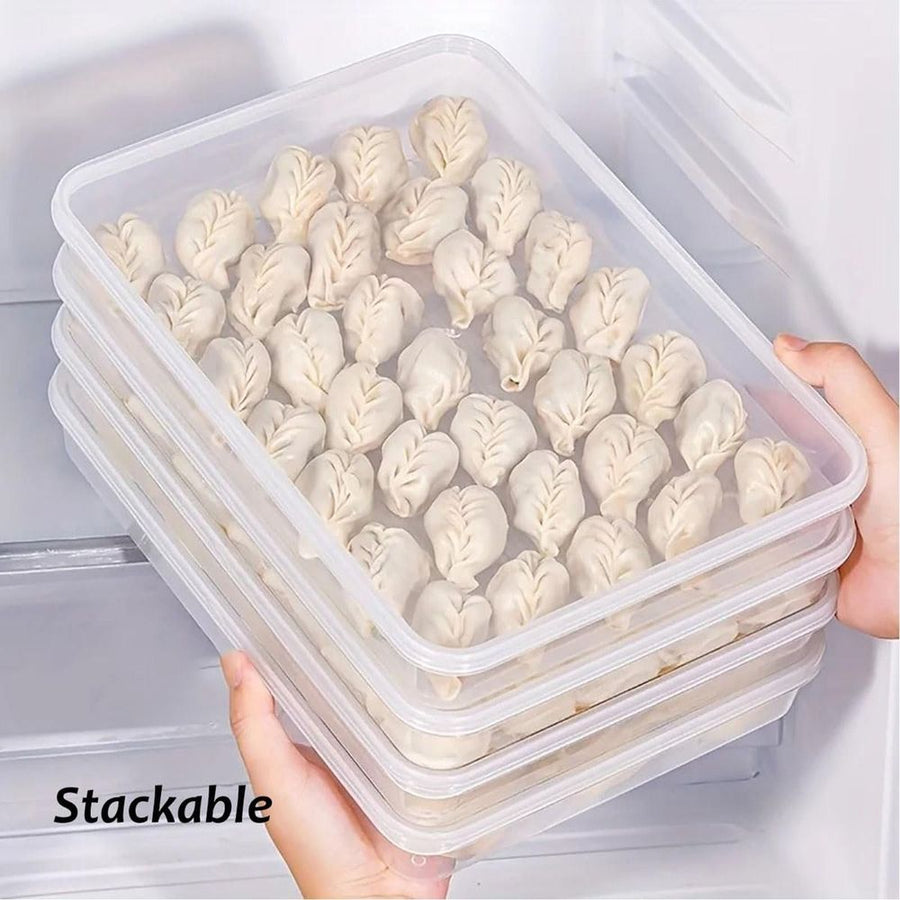 1.5L Stackable Dumpling Storage Container with Lid, 25.5x19x4cm Leak-Proof and Airtight for Freezer and Fridge, Perfect for Dumplings, Cookies, and Snacks, 1pc