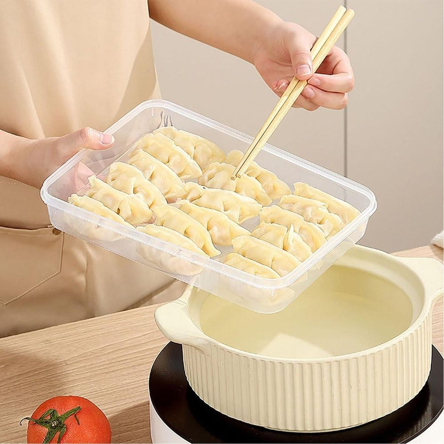 1.5L Stackable Dumpling Storage Container with Lid, 25.5x19x4cm Leak-Proof and Airtight for Freezer and Fridge, Perfect for Dumplings, Cookies, and Snacks, 1pc