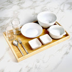 Portable Bamboo Serving Tray with Handles, Ideal for Breakfast in Bed, Dinner Service, and Living Room Use, Lightweight and Versatile for Restaurants, Size I, 1pc
