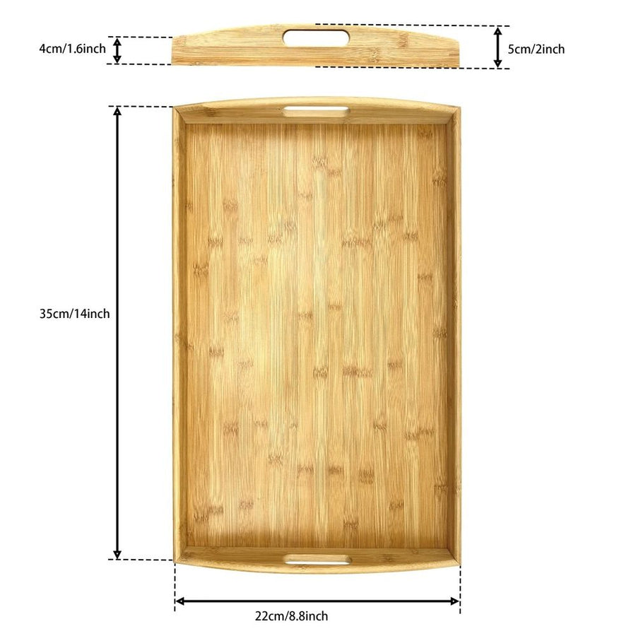 Portable Bamboo Serving Tray with Handles, Ideal for Breakfast in Bed, Dinner Service, and Living Room Use, Lightweight and Versatile for Restaurants, Size I, 1pc