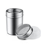 2-Pack Silver Stainless Steel Powder Sugar Shakers with Lid, Mesh Duster for Cocoa, Flour & Coffee Sprinkling