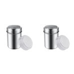 2-Pack Silver Stainless Steel Powder Sugar Shakers with Lid, Mesh Duster for Cocoa, Flour & Coffee Sprinkling