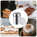 2-Pack Silver Stainless Steel Powder Sugar Shakers with Lid, Mesh Duster for Cocoa, Flour & Coffee Sprinkling