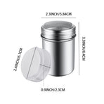 2-Pack Silver Stainless Steel Powder Sugar Shakers with Lid, Mesh Duster for Cocoa, Flour & Coffee Sprinkling