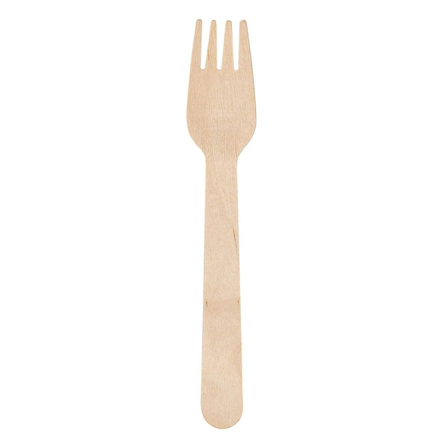 Beige 100-Pack 16cm Wooden Disposable Forks, Compostable Eco-Friendly Cutlery for Parties & Events (1 pack)