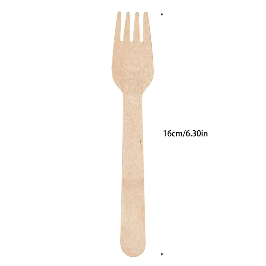 Beige 100-Pack 16cm Wooden Disposable Forks, Compostable Eco-Friendly Cutlery for Parties & Events (1 pack)