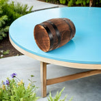 Stool with Wood Material Rustic Design Outdoor Patio Side Table Light Brown
