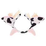 Plush Cow Headband with Bell Elastic Fit Party Costume Accessory