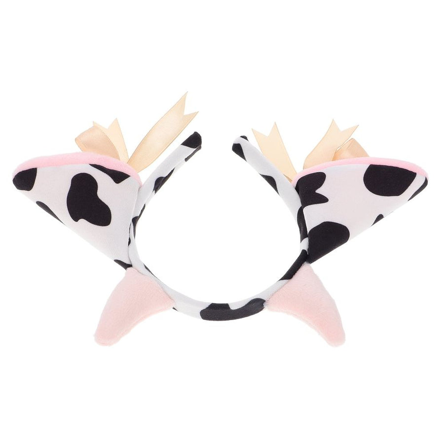Plush Cow Headband with Bell Elastic Fit Party Costume Accessory