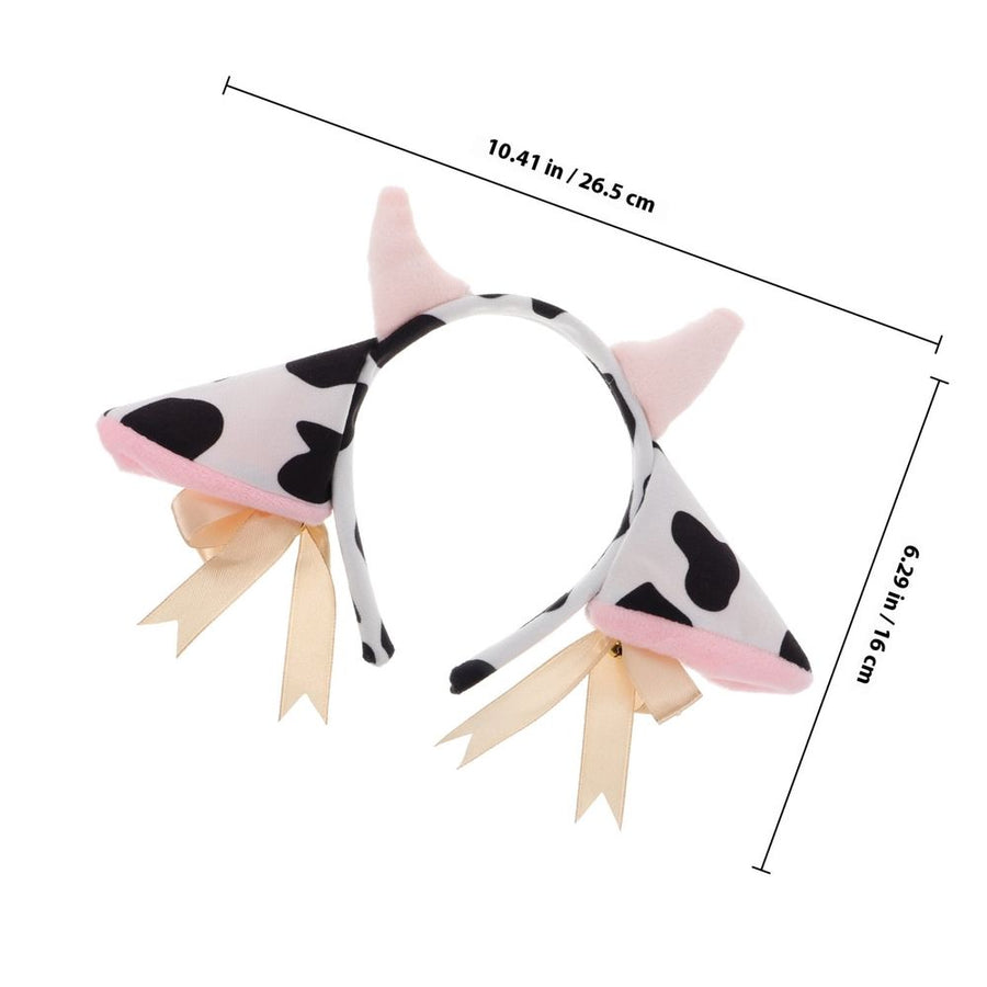Plush Cow Headband with Bell Elastic Fit Party Costume Accessory