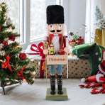 Light Color Wooden Nutcracker Soldier Decorative Figure 38CM