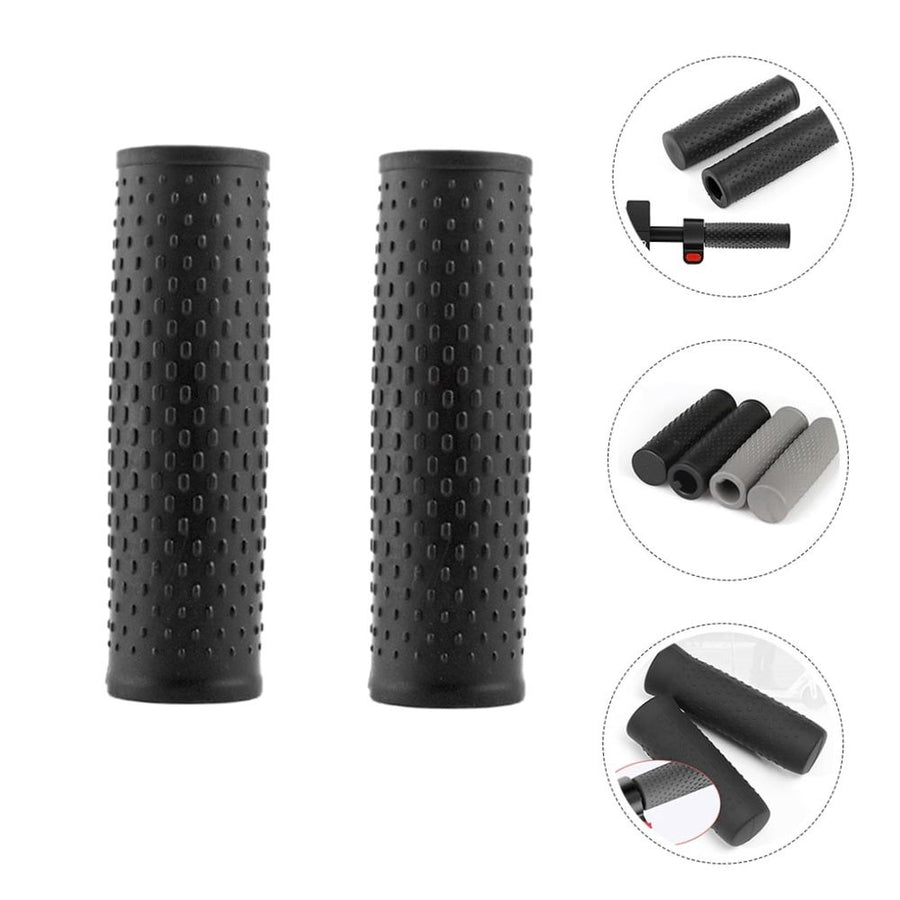 Scooter Handlebar Grips Black Silicone Shockproof Non-Slip for Storage 2Pcs
