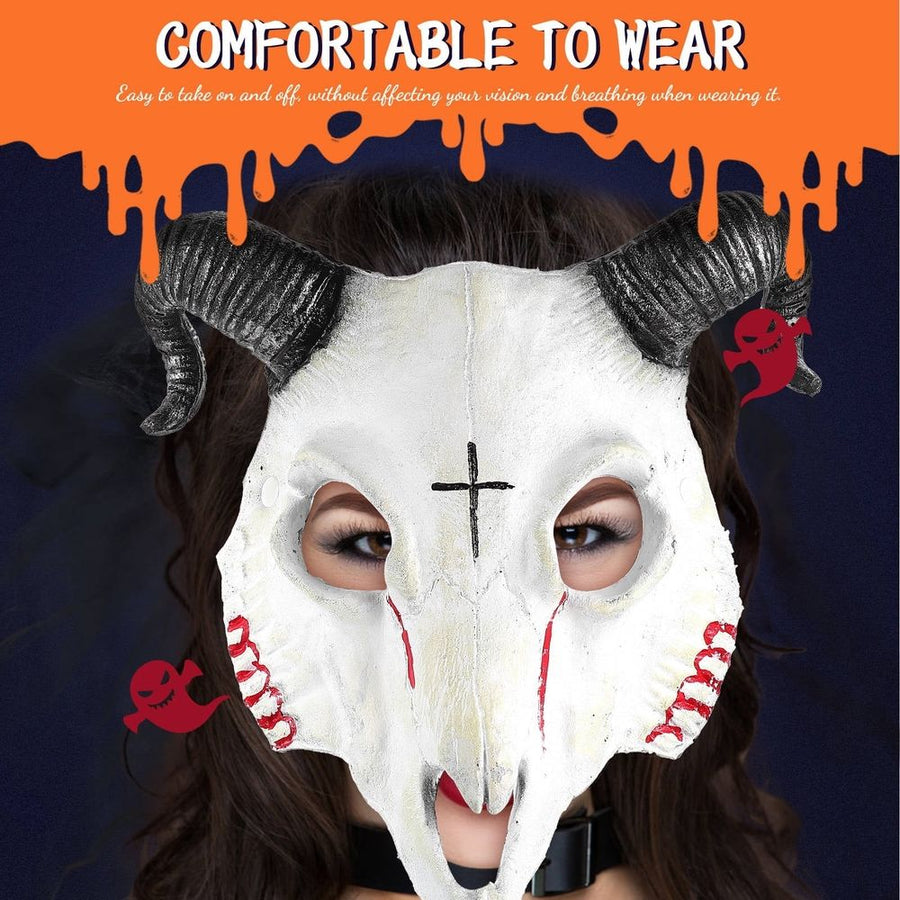 Lifelike White Goat Mask for Outdoor Cosplay Party Carnival and Festival Decoration