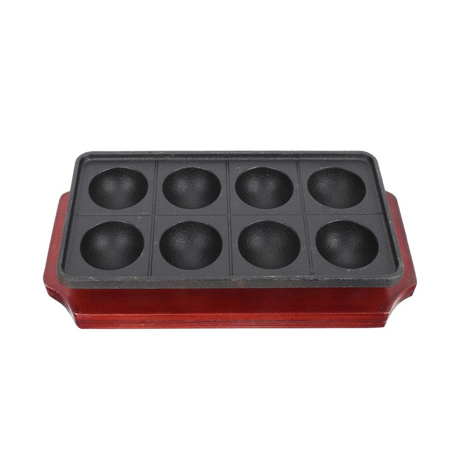 Cast Iron Nonstick Pan 8-Hole Baking Tray with Base Black 1 Set