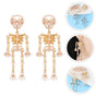 Skeleton Dangle Earrings, Rhinestone Statement Jewelry for Women, Fashion Party Accessory