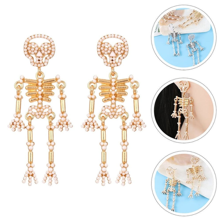 Skeleton Dangle Earrings, Rhinestone Statement Jewelry for Women, Fashion Party Accessory