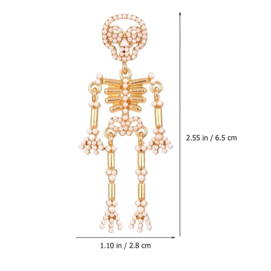 Skeleton Dangle Earrings, Rhinestone Statement Jewelry for Women, Fashion Party Accessory
