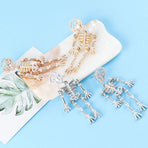 Skeleton Dangle Earrings, Rhinestone Statement Jewelry for Women, Fashion Party Accessory