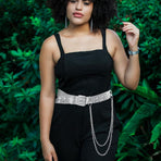 Clear Plastic Waist Belt with Double Buckle and Chain for Trendy Casual Outfits