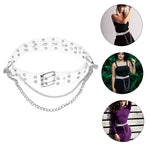 Clear Plastic Waist Belt with Double Buckle and Chain for Trendy Casual Outfits