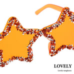 Cool Rimless Star Sunglasses with Rhinestone Accents Orange Candy Color Eyewear