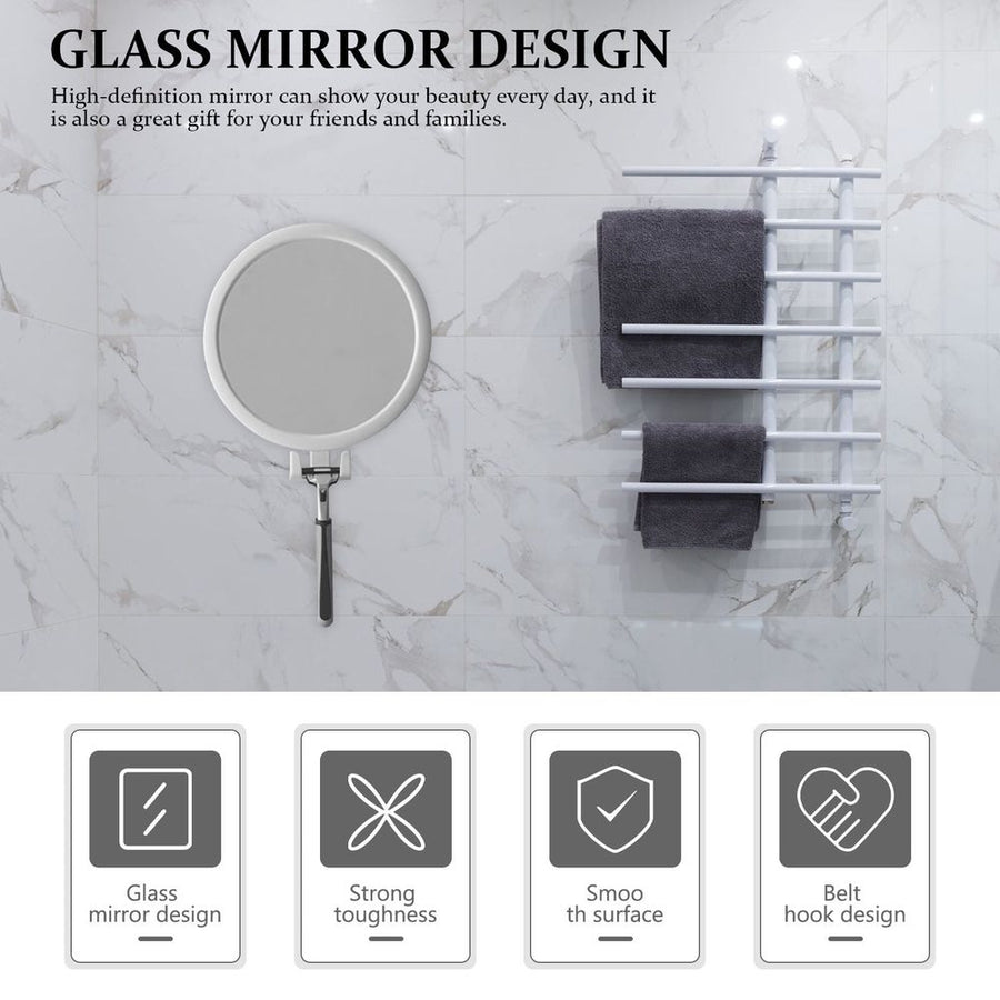 Bathroom Wall-Mounted Mirror White Clear Surface Eco-Friendly Material for Makeup