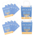 12pcs Adorable Paper Bags Blue Hanukkah Theme for Party Supply and Friends