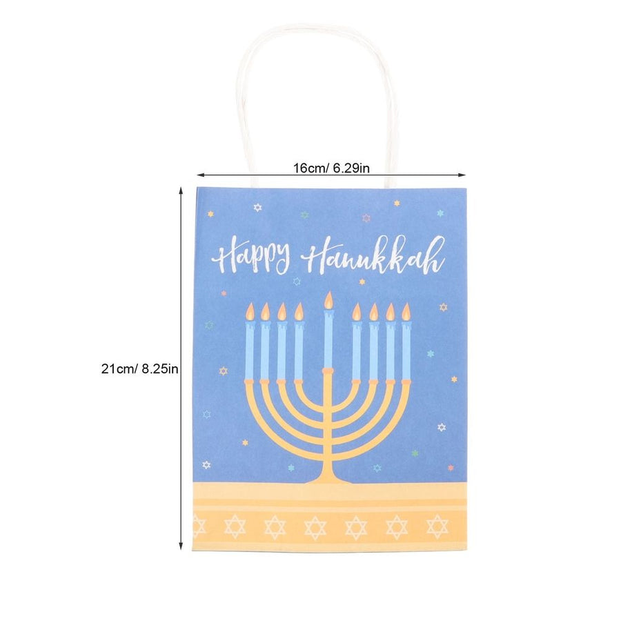 12pcs Adorable Paper Bags Blue Hanukkah Theme for Party Supply and Friends