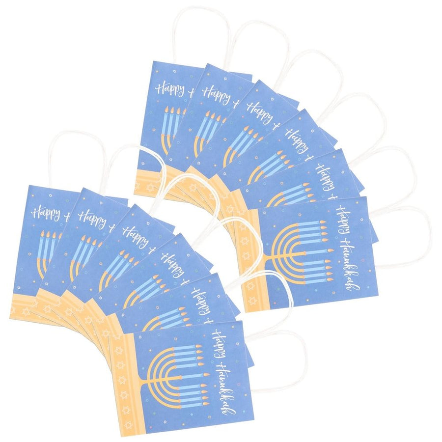 12pcs Adorable Paper Bags Blue Hanukkah Theme for Party Supply and Friends