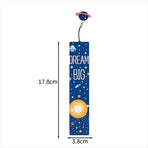 10PCS Space Ship Theme Bookmarks with Metal Charms Planet Inspirational Quotes Cards for Kids Boys Girls