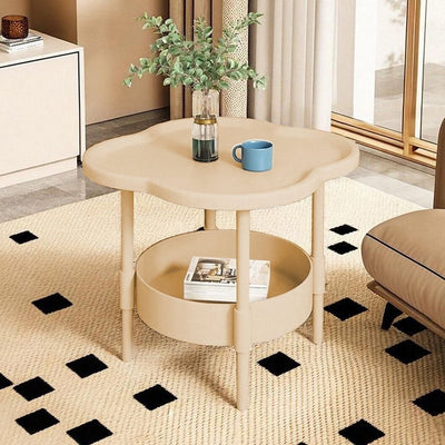 2 Tier End Table - Plastic Side Table Waterproof Small Sofa Coffee Side Tables Bedroom Indoor Outdoor with Removable Tray for Living Room Bedroom Balcony and Office