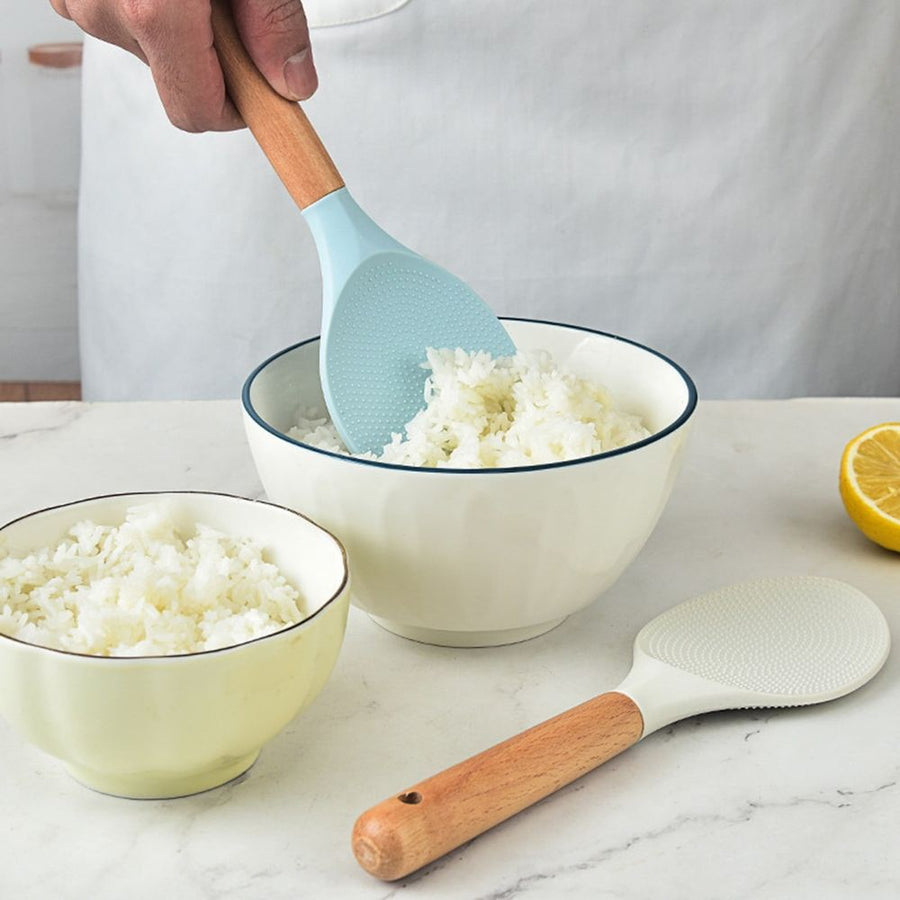 Multifunctional Silicone Spatula with Long Wood Handle, Silicone Cooking Spoon, Salad Spatula with Wooden Grip – Textile, for Silicone Spatula with Long Handle and Wood Grip