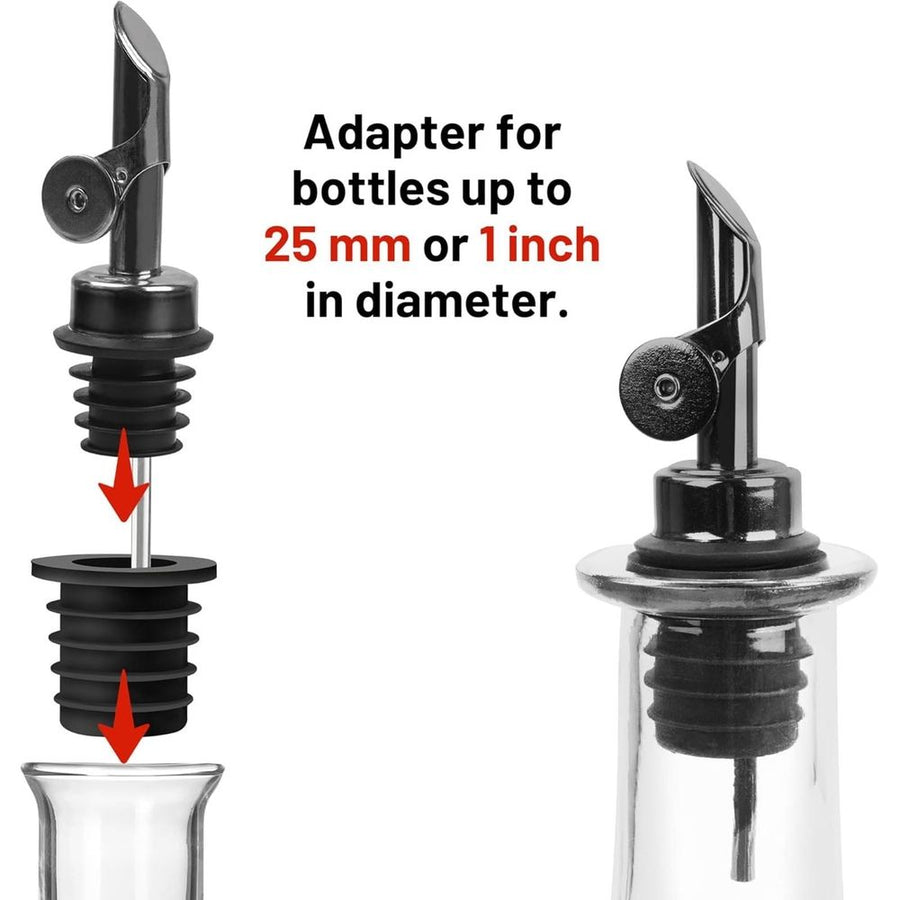 6-Pack Silicone Wine Bottle Stoppers & Pourer Adapters, Fits 25mm Neck Bottles for Liquor & Olive Oil (1 set)