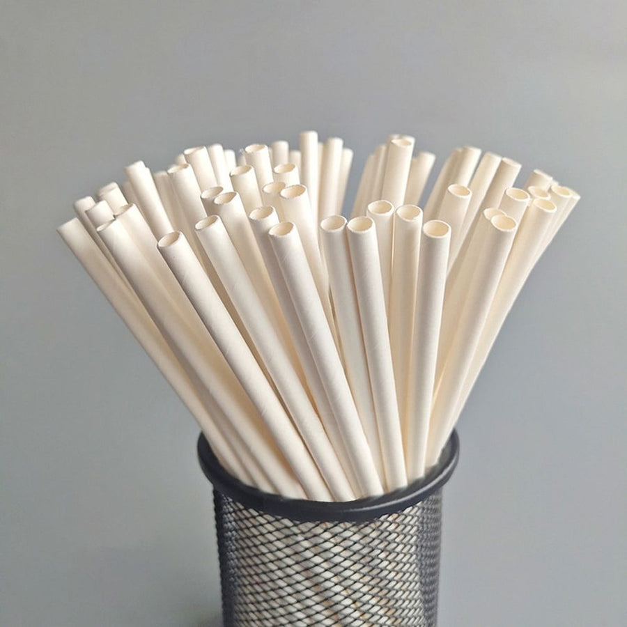 Flexible Disposable Drinking Straws White Paper Tube For Party Birthday Wedding 25Pcs Biodegradable