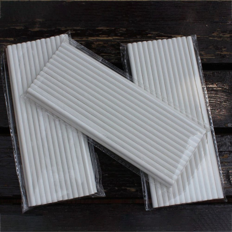 Flexible Disposable Drinking Straws White Paper Tube For Party Birthday Wedding 25Pcs Biodegradable