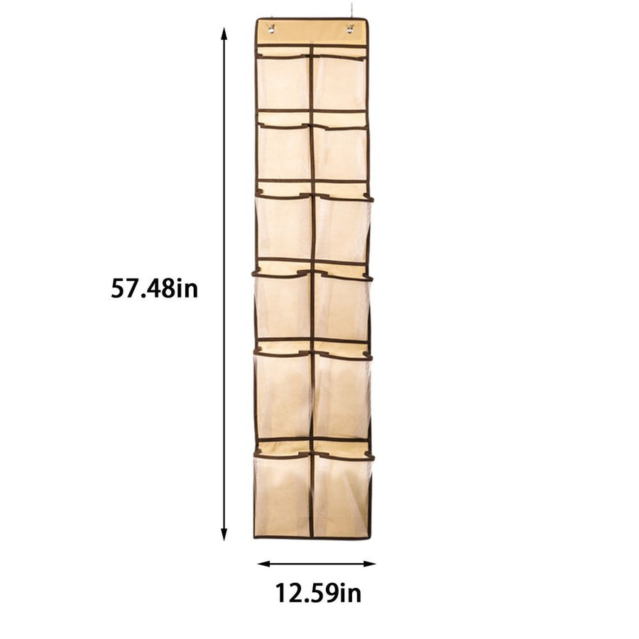 Over The Door Shoe Organizer, 12 Large Mesh Pockets, Hanging Shoe Organizer for Door, Large Capacity Shoe Hanging Storage Bag with 2 Hooks