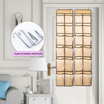 Over The Door Shoe Organizer, 12 Large Mesh Pockets, Hanging Shoe Organizer for Door, Large Capacity Shoe Hanging Storage Bag with 2 Hooks