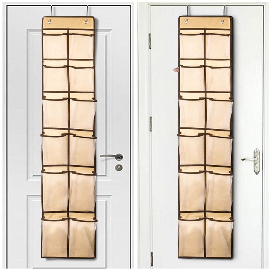 Over The Door Shoe Organizer, 12 Large Mesh Pockets, Hanging Shoe Organizer for Door, Large Capacity Shoe Hanging Storage Bag with 2 Hooks