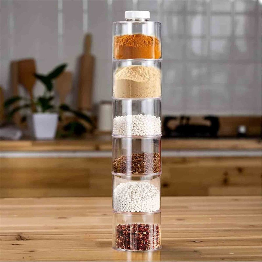 6 Pcs Spice Jars, Seasoning Containers, Clear Seasoning Boxes, Spice Storage Containers, Stackable Spices Pots, Tower Seasoning Jars for Kitchen