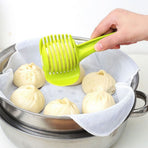 2Pcs Tomato Slicer and Lemon Slicer, Multipurpose Round Fruit Slicer, Plastic Tomato Holder for Slicing, Easy Fruit Cutter & Vegetable Tools, Potato and Lemon Slicer for Quick Kitchen Tools