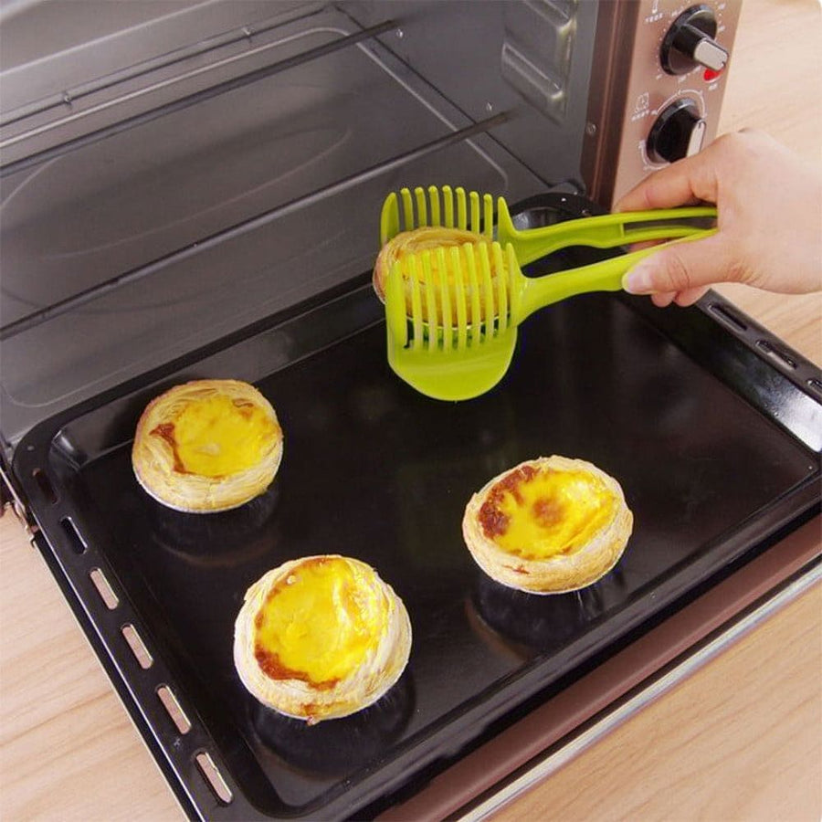 2Pcs Tomato Slicer and Lemon Slicer, Multipurpose Round Fruit Slicer, Plastic Tomato Holder for Slicing, Easy Fruit Cutter & Vegetable Tools, Potato and Lemon Slicer for Quick Kitchen Tools