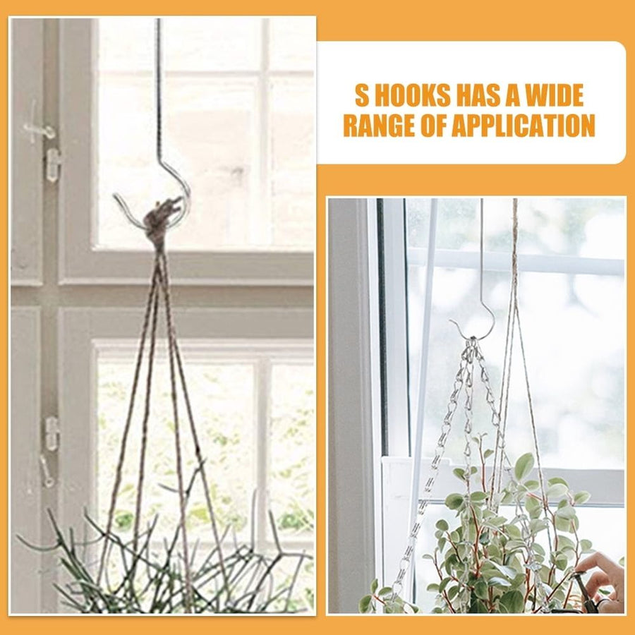 6-Pack Heavy Duty Metal S Hooks for Hanging Plants, Bird Feeders, and Garden Accessories in Outdoor Courtyard