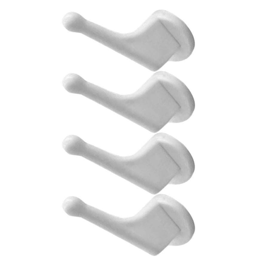 White Plastic Wall Hooks for Towels and Clothes, Space-Saving Design, 4 Pieces Set