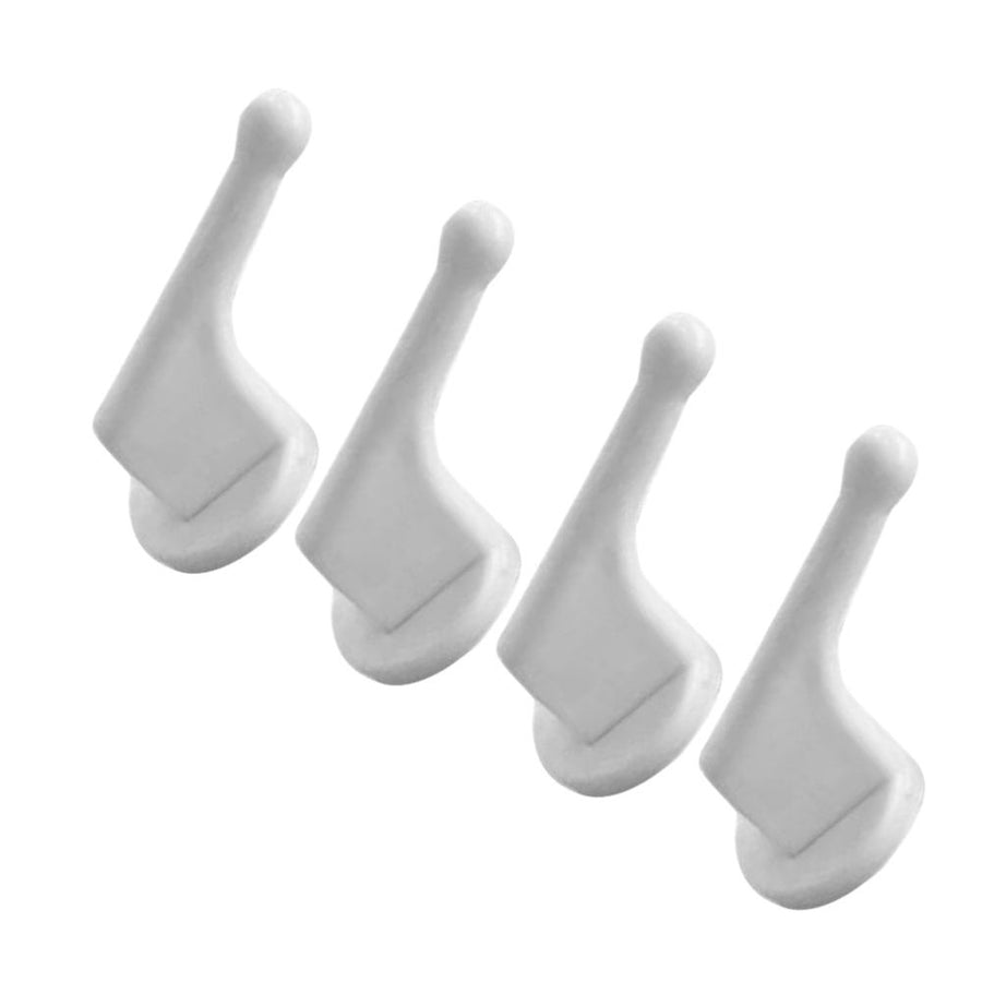 White Plastic Wall Hooks for Towels and Clothes, Space-Saving Design, 4 Pieces Set