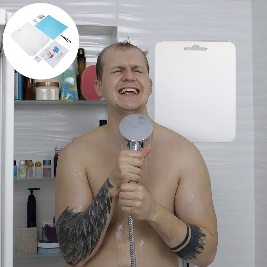 Fog-Proof Shaving Mirror with Holder Shelf, Acrylic Bathroom Mirror for Makeup and