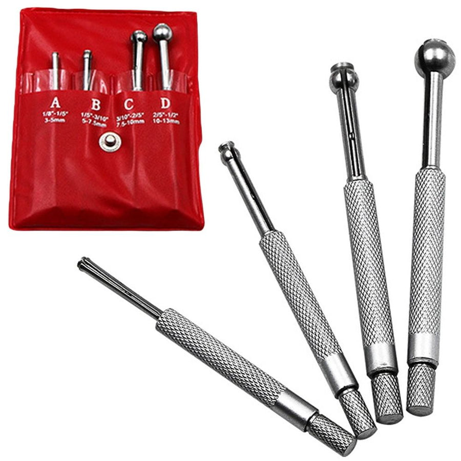 4 Pcs Steel Full Ball Type Gage Telescoping Hole Gages Set Tensile Column Mesuring Tool Silver