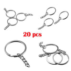 20Pcs Metal Split Rings Chain Circle Key Ring Keychain Silver